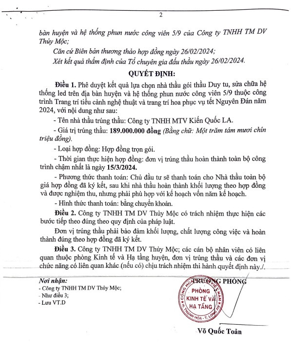 Ít cạnh tranh, Kiến Quốc LA trúng gói thầu của phòng KT&HT Thạnh Hóa - Hình 2 It canh tranh, Kien Quoc LA trung goi thau cua phong KT&HT Thanh Hoa-Hinh-2