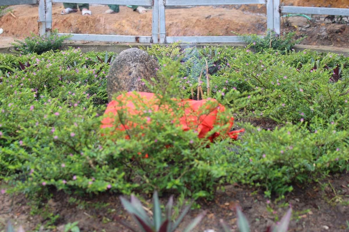 Vị trí chôn hòn đá vía tại bản Chung Sơn, xã Sơn Thủy, huyện Quan Sơn.