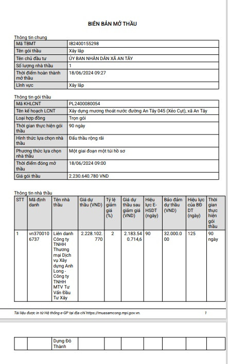 Bình Dương: Gói xây lắp hơn 2 tỷ tại phường An Tây về tay ai? Binh Duong: Goi xay lap hon 2 ty tai phuong An Tay ve tay ai?