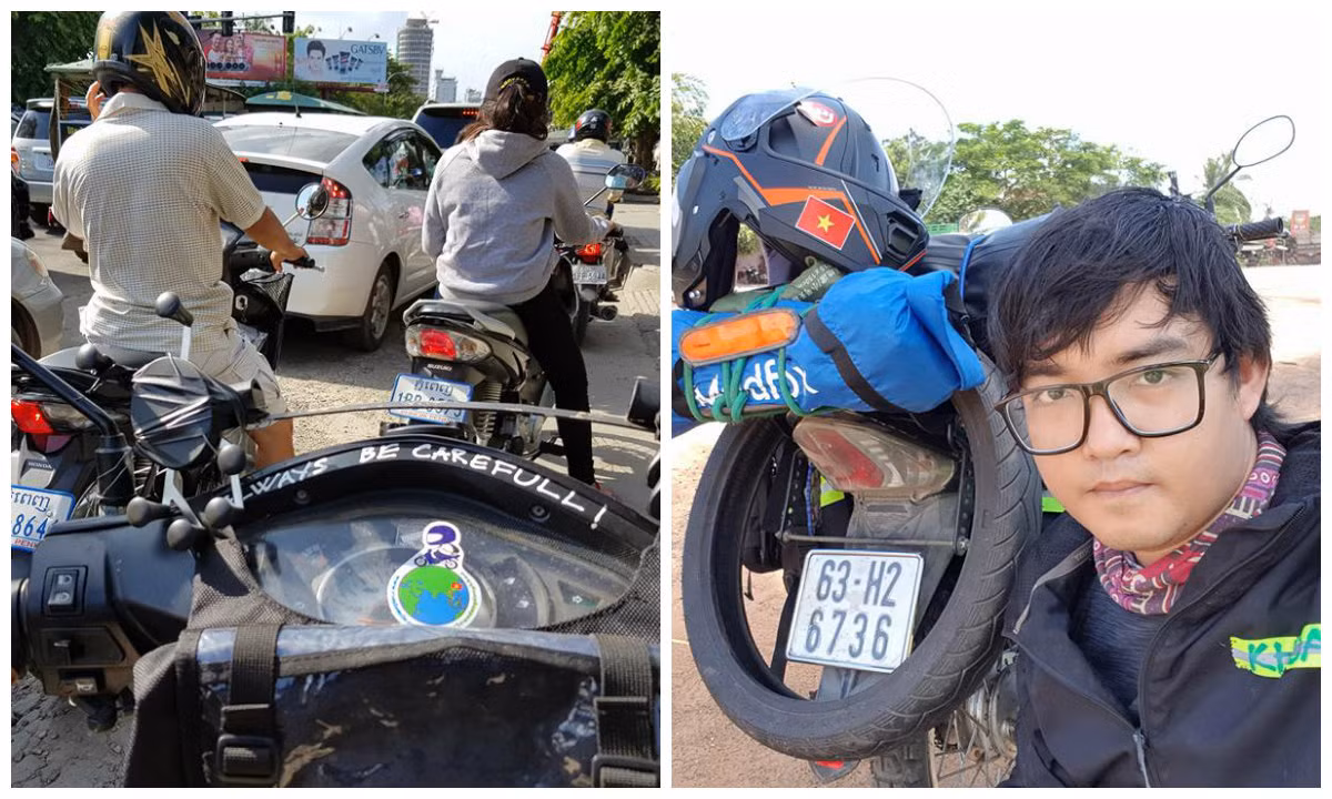 Từ TP HCM, 8X Tiền Giang đi xe máy sang Campuchia. Cảm nhận khi lần thứ 6 sang đất bạn Campuchia, tới Phnom Penh kẹt xe buổi chiều khiến Đăng Khoa thấy nhớ Sài Gòn da diết. Mới có một ngày sau khi khởi hành nhưng Khoa đã không còn nhận ra mình, anh còn nói vui rằng: "Lúc về chắc "má nhận không ra" luôn".