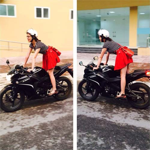 Cô gái trẻ sau đó được phát hiện là một người có đam mê mãnh liệt với dòng xe phân khối lớn và từng có kinh nghiệm lái, chơi những chiếc xe "huyền thoại" mà hầu hết mọi biker đều muốn được thử lái một lần.