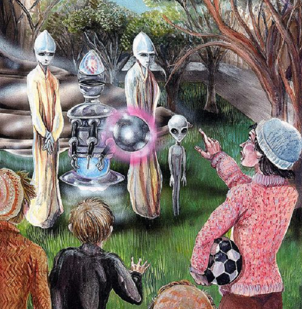 Đối với những đứa trẻ tận mắt chứng kiến UFO hạ cánh trong công viên, chúng đều được tiến hành phỏng vấn riêng. Khi được yêu cầu vẽ những cảnh tượng chúng nhìn thấy vào ngày hôm đó, tất cả đều vẽ các vật thể hình quả chuối tiêu lưu lại dấu X trên bầu trời.