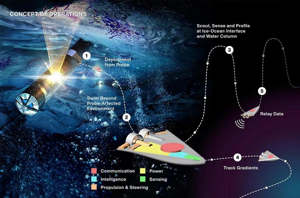 Bởi NASA nghi ngờ, các sinh vật sống đang ẩn mình dưới đại dương ngoài hành tinh của Enceladus hay Europa. Những con robot này, được thiết kế rất nhỏ so với các robot mang sứ mệnh tương tự.