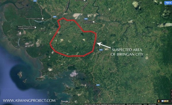 Thực hư sự tồn tại của Biringan vẫn còn là điều tranh cãi. Một số người đi biển tuyên bố họ đã nhìn thấy thành phố. Theo báo cáo của những người này, họ đã nhìn thấy trong vài phút một “thành phố chói lóa ánh sáng” vào những đêm không trăng.