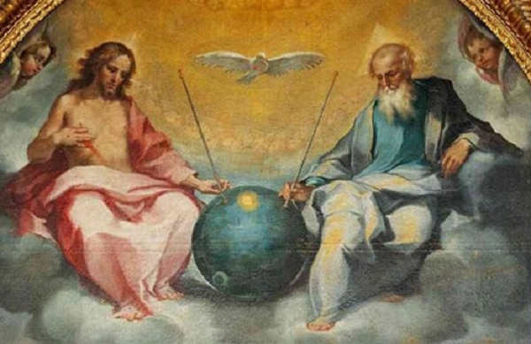 Bức tranh thờ bên phải của nhà thờ Thánh Peter tại Montalcino gần Florence, Italy được vẽ vào năm 1595 gây chú ý tới người xem, ấn tượng đầu tiên là một vật thể hình cầu phát ra ánh sáng kỳ lạ với hai ăng-ten bằng kim loại. Trông nó giống như vệ tinh Sputnik cũ của Nga hay tàu vũ trụ tiên phong của Mỹ cuối những năm 1950.