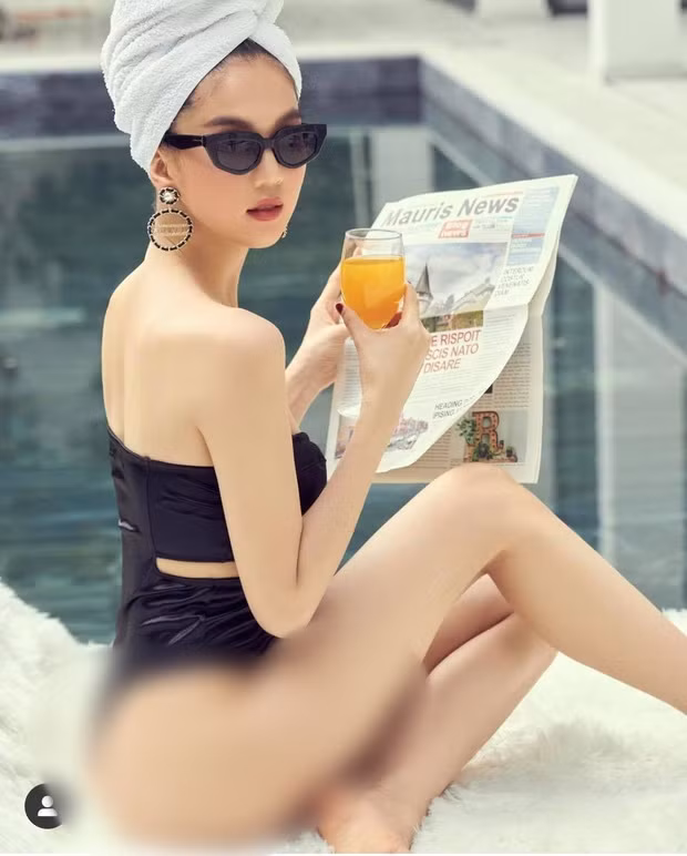 Toàn bộ đường cong nóng bỏng cùng thần thái kiêu sa của Ngọc Trinh được phô diễn trước ống kính nhìn vào chỉ thấy mê.