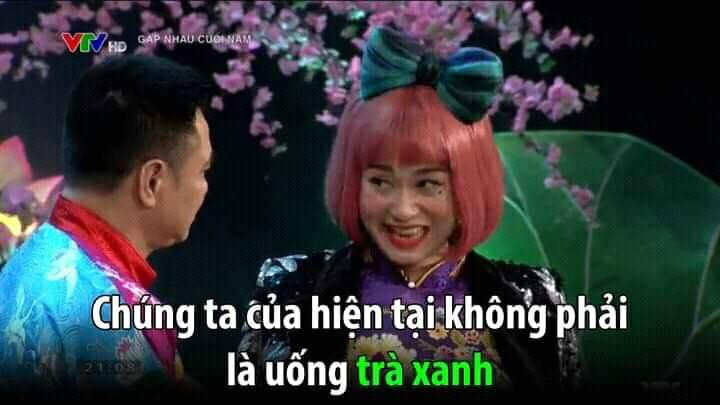 Táo Quân 2021 có nhiều câu nói bắt kịp xu hướng của giới trẻ trong năm vừa qua, đặc biệt là trend với cụm từ "trà xanh" nổi lên cách đây không lâu. Ảnh: Facebook