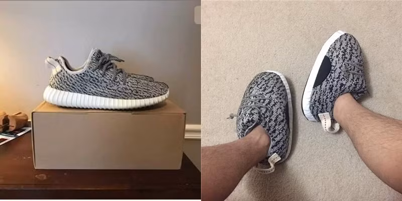 Mặc dù đặt giày người lớn nhưng khi nhận về lại chẳng khác nào giày của nhân vật hoạt hình.