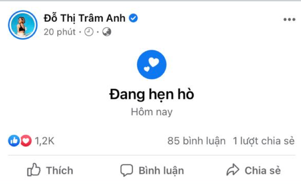 Trước đó, Trâm Anh công khai cập nhật tình trạng "Đang hẹn hò" trên Facebook và liên tục khoe có người yêu tâm lý.