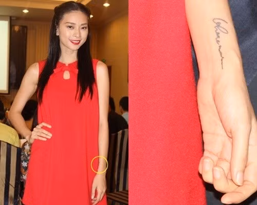 Ngôi sao phim Bẫy rồng còn có một hình xăm trên cánh tay trái là dòng chữ "Be here now" được viết cách điệu và hình chiếc chìa khóa trên cánh tay phải.