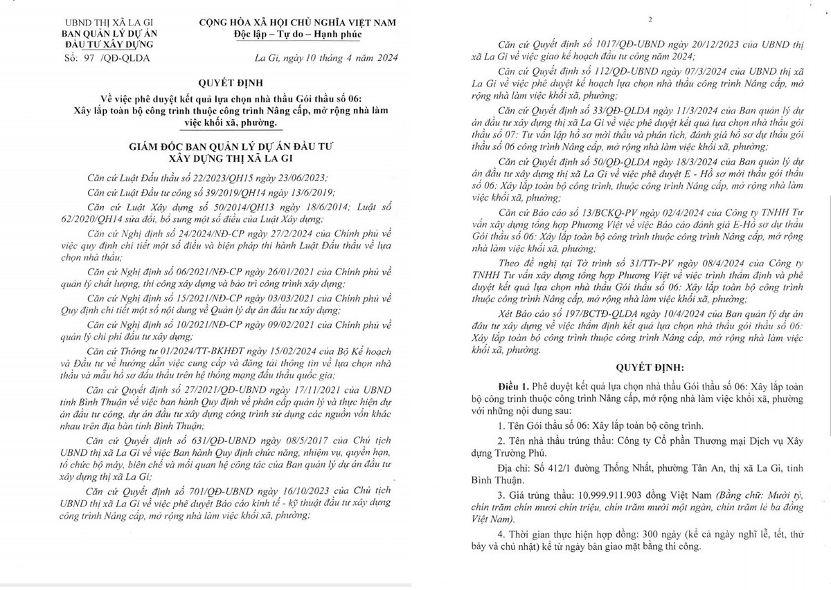 Binh Thuan: Xay dung Truong Phu trung goi thau gan 11 ty tai La Gi