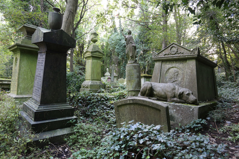 Nghĩa trang Highgate (Anh): Nằm ở London, nghĩa trang Highgate là một trong những di sản kiến trúc tang lễ độc đáo nhất nước Anh. Đầu thế kỷ 19, "thành phố sương mù" phải đối mặt với vấn đề thiếu đất cho... người chết, vì quỹ đất ngày một hạn hẹp, trong khi số người tử vong gia tăng. Việc mai táng tùy tiện dẫn đến nhiều nguy cơ bệnh tật, bất ổn xã hội... Do đó, 7 nghĩa trang tư nhân được thành lập ở vùng nông thôn quanh thủ đô, trong đó có Highgate, mở năm 1839. Ảnh: Ian Watson.