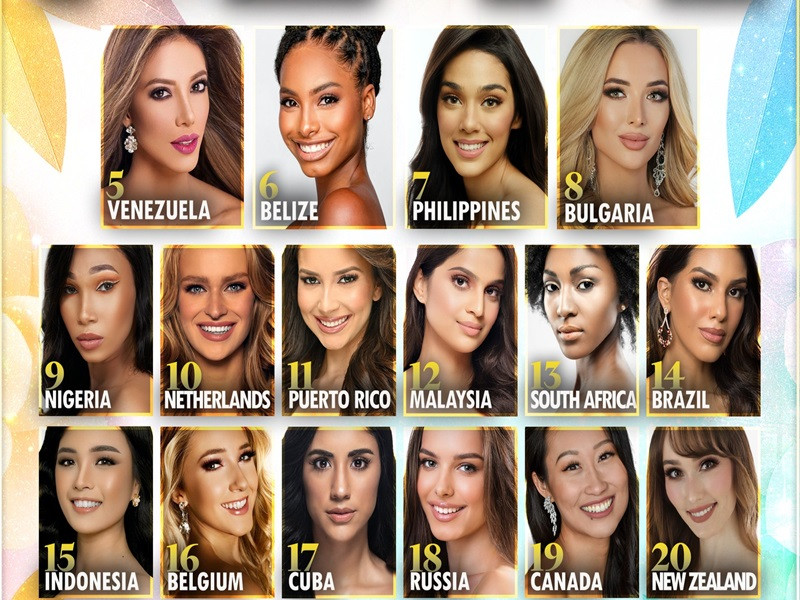Các người đẹp Christine-telfer Edet Ugah (Nigeria), Saartje Langstraat (Hà Lan), Cristina Mariel Rios (Puerto Rico), Nisha Thayananthan (Malaysia) và Nompumelelo Maduna (Nam Phi) đều ngang sức ngang tài. Ảnh: Missosology