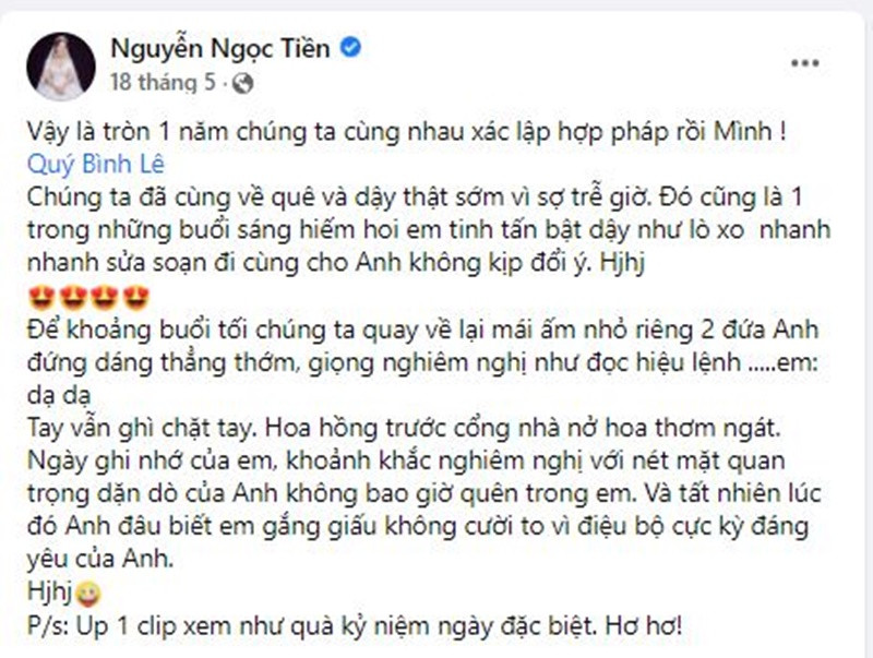 Nữ đại gia nhớ lại vẻ nghiêm nghị nhưng đáng yêu của Quý Bình khi dặn dò cô trong một lần về quê khiến cô phải cố giấu cười thành tiếng.