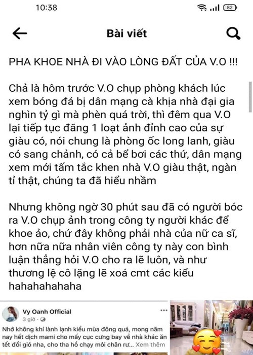 Tuy nhiên, lại rộ tin đồn căn biệt thự Vy Oanh khoe là trụ sở của một công ty đang hoạt động ở Hải Phòng. Ảnh: FB Vy Oanh