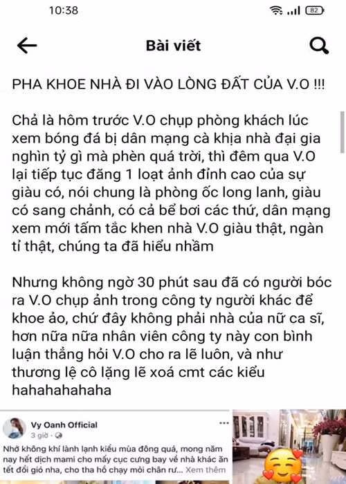 Tuy nhiên, lại rộ tin đồn căn biệt thự Vy Oanh khoe là trụ sở của một công ty đang hoạt động ở Hải Phòng. Ảnh: FB Vy Oanh