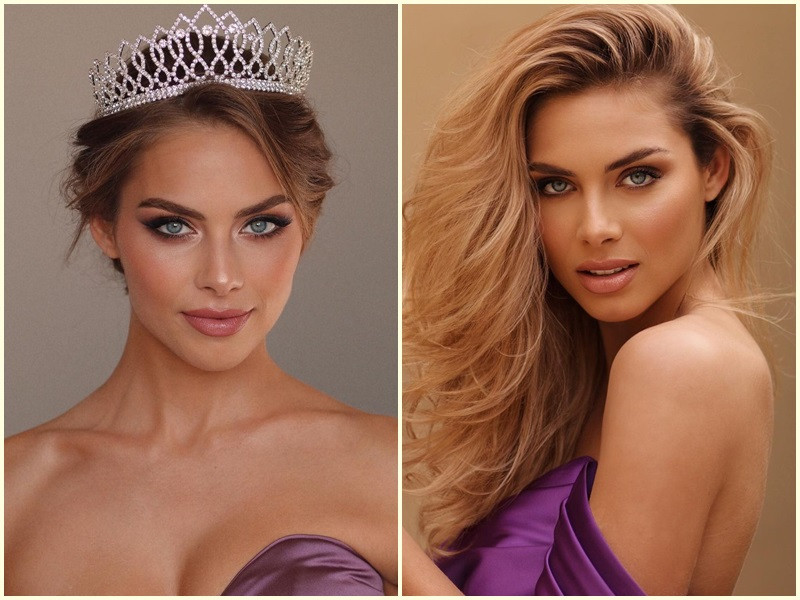 April Benayoum - đại diện Pháp năm nay 22 tuổi. Cô sở hữu mái tóc nâu vàng và đôi mắt xanh thẳm hút hồn. Trước khi thi quốc tế, đối thủ của Đỗ Thị Hà giành giải á hậu 1 cuộc thi Hoa hậu Pháp 2021. Ảnh: Missosology