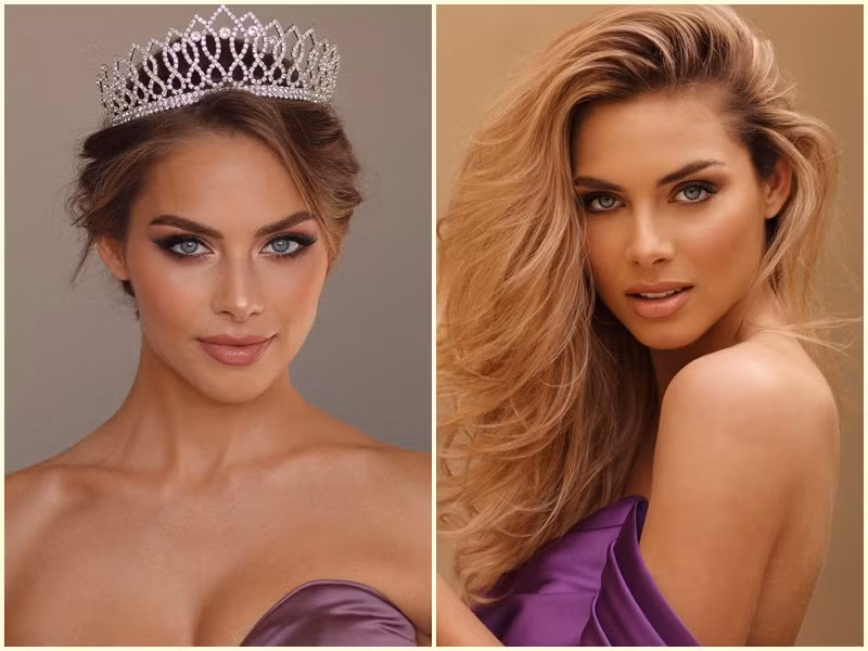 April Benayoum - đại diện Pháp năm nay 22 tuổi. Cô sở hữu mái tóc nâu vàng và đôi mắt xanh thẳm hút hồn. Trước khi thi quốc tế, đối thủ của Đỗ Thị Hà giành giải á hậu 1 cuộc thi Hoa hậu Pháp 2021. Ảnh: Missosology