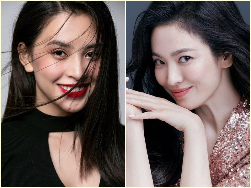 Tiểu Vy và Song Hye Kyo khiến người đối diện khó rời mắt vì nhan sắc xinh ngút ngàn. Ảnh: Thời đại, Fanpage Song Hye Kyo