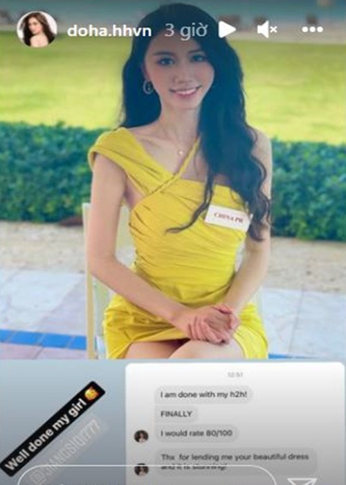 Đại diện Trung Quốc nhắn tin cảm ơn Đỗ Thị Hà vì chiếc váy.