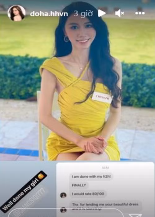 Đại diện Trung Quốc nhắn tin cảm ơn Đỗ Thị Hà vì chiếc váy.