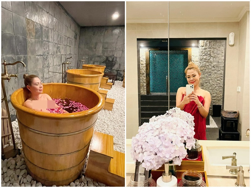 Thanh Thảo thậm chí thoải mái chia sẻ hình ảnh ngâm mình trong bồn tắm.