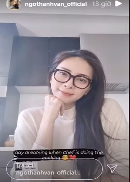 Nữ diễn viên bày tỏ cảm giác hạnh phúc như trong mơ khi bạn trai nấu ăn. Ảnh chụp màn hình