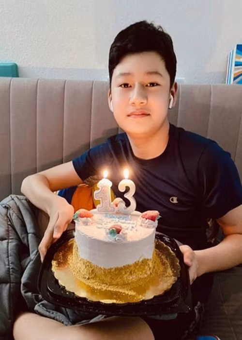 Con trai của Quang Dũng đón tuổi 13 ở Mỹ vào tháng 2/2021.