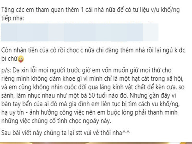 Vy Oanh cho rằng trò tung tin giả cô mượn biệt thự sống ảo là do bà 50 tuổi đứng sau.