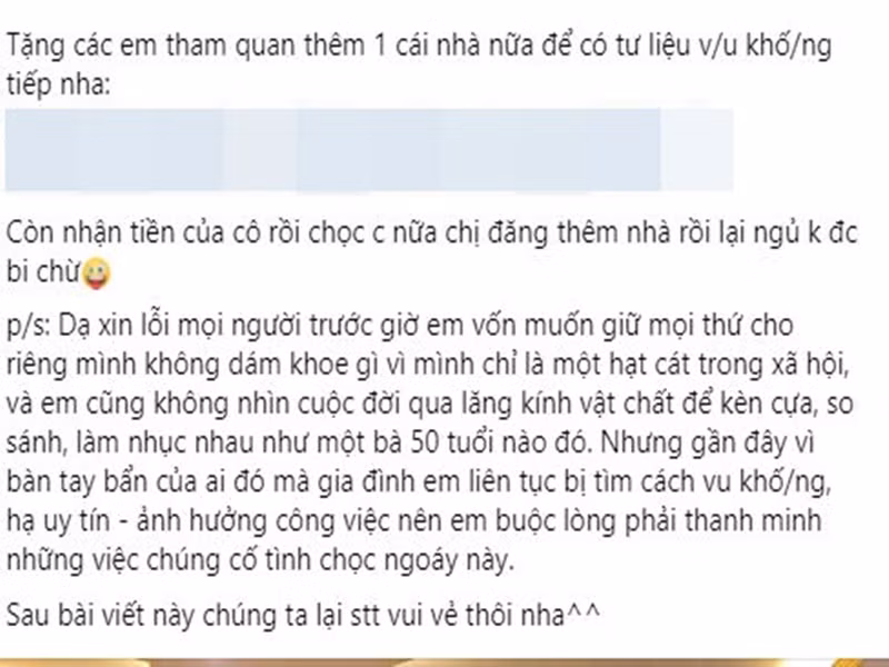 Vy Oanh cho rằng trò tung tin giả cô mượn biệt thự sống ảo là do bà 50 tuổi đứng sau.