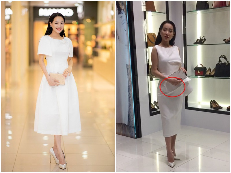 Nhã Phương cố gắng che chắn vòng 2 bằng váy áo hoặc phụ kiện khi mang thai con gái đầu lòng. Ảnh: Dân Việt