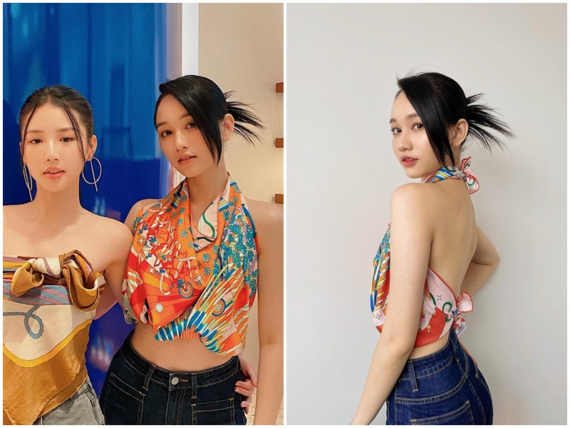 Nữ diễn viên phim “Mắt biếc” lấy khăn làm áo khoe lưng trần quyến rũ.