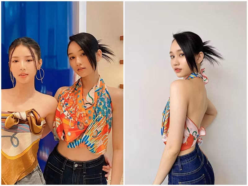 Nữ diễn viên phim “Mắt biếc” lấy khăn làm áo khoe lưng trần quyến rũ.