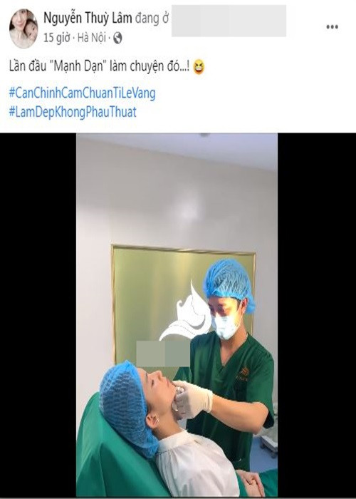 Mới đây, Thùy Lâm chia sẻ hình ảnh làm đẹp không cần phẫu thuật.