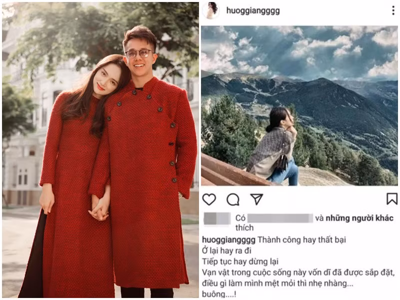  Hương Giang - Matt Liu công khai hẹn hò năm 2020. Tháng 3/2021, tin đồn cặp đôi chia tay rộ lên từ chia sẻ của nữ ca sĩ chuyển giới. Cô viết: "Thành công hay thất bại. Ở lại hay ra đi. Tiếp tục hay dừng lại. Vạn vật trong cuộc sống này vốn dĩ đã được sắp đặt, điều gì làm mình mệt mỏi thì nhẹ nhàng... Buông". Ảnh: FB Hương Giang