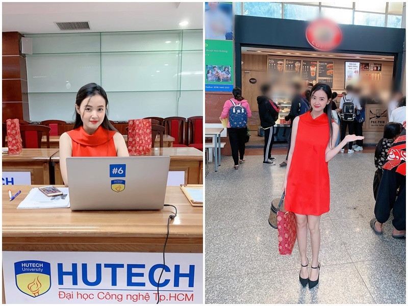 Vì giảng dạy về thời trang, Midu không bị quá bó buộc về phong cách. Cô lựa chọn trang phục thanh lịch khi làm giảng viên. Ảnh: FB Midu