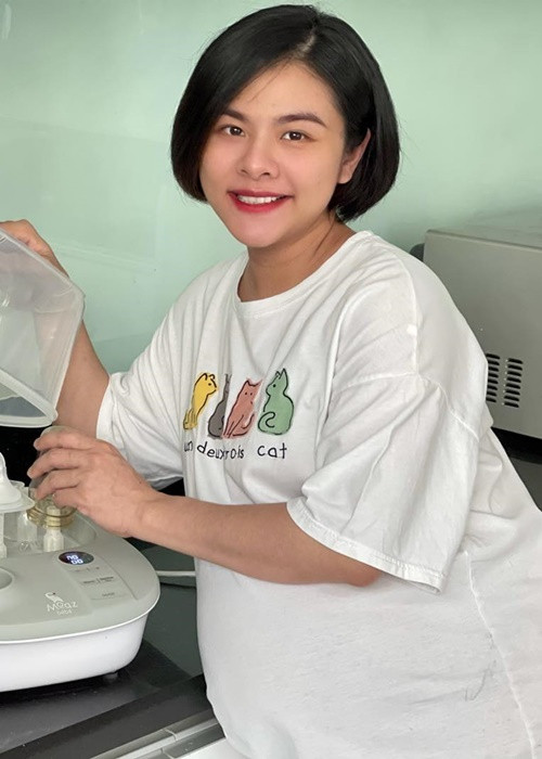 Nữ diễn viên tăng khá nhiều trong lần mang bầu thứ 2.