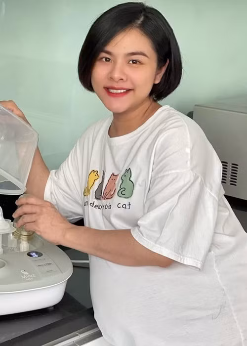 Nữ diễn viên tăng khá nhiều trong lần mang bầu thứ 2.