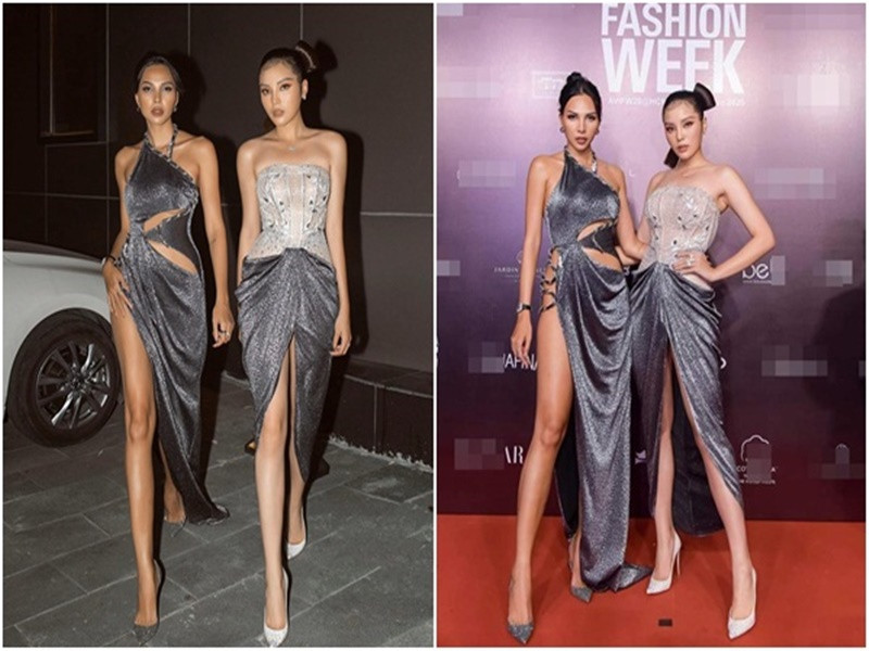 Hai chân dài mặc trang phục có sự tương đồng về kiểu dáng, màu sắc hoặc chất liệu. Ảnh: Vietnamnet