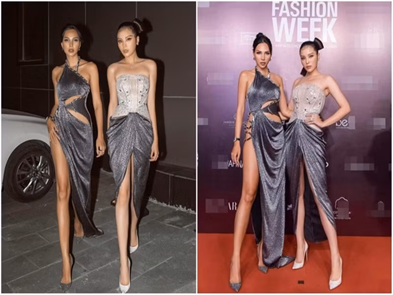 Hai chân dài mặc trang phục có sự tương đồng về kiểu dáng, màu sắc hoặc chất liệu. Ảnh: Vietnamnet