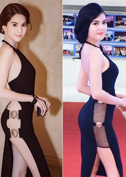 Lê Ngọc Trinh từng bị nghi phẫu thuật thẩm mỹ để giống "nữ hoàng nội y". Ảnh: Khám phá