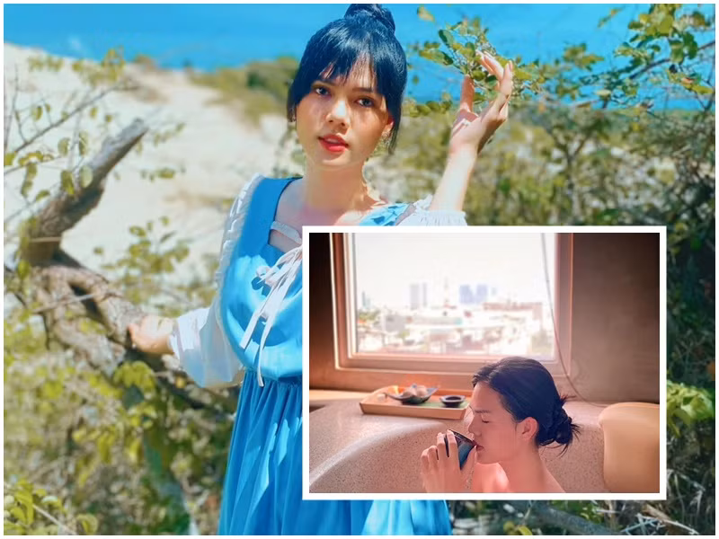 Mới đây, Ngọc Trinh gây tranh cãi khi chia sẻ hình ảnh trong bồn tắm, để lộ vòng 1 không một mảnh vải che chắn. Giữa ồn ào, cô viết tâm thư phân trần. Ngọc Trinh chia sẻ về bức ảnh: "Bản thân tôi khi nhìn vào đơn giản chỉ là ngâm mình trong bồn nước thuốc để thư giãn, nếu mọi người thật lòng để tâm sẽ nhìn thấy được sự thanh tao và thư thái trong nét mặt của tôi rất nhẹ nhàng, không hề uốn éo tạo dáng như nhiều người đang lên án". Ngoài ra, nữ diễn viên khẳng định không dùng chuyện tình cảm đời tư hay chụp ảnh xuống tóc để gây chú ý. Cuối tâm thư, Ngọc Trinh mong khán giả không quá khắt khe với cô, nói lời cay nghiệt ảnh hưởng đến cuộc sống và tinh thần của cô. Ảnh: FB Lê Ngọc Trinh