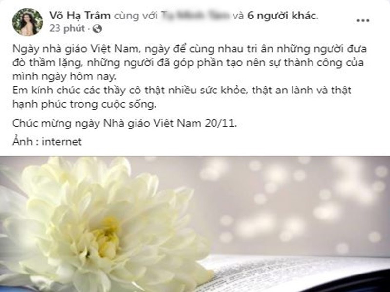 Võ Hạ Trâm tri ân các thầy cô đã góp phần tạo nên thành công của cô ngày hôm nay.