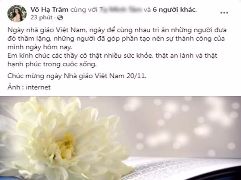 Võ Hạ Trâm tri ân các thầy cô đã góp phần tạo nên thành công của cô ngày hôm nay.