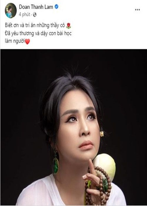Diva Thanh Lam biết ơn các thầy cô đã yêu thương và dạy cô bài học làm người.