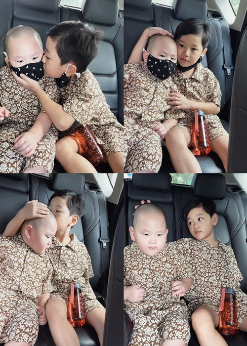 Trà My chia sẻ nhiều khoảnh khắc đáng yêu của bé Hayden bên anh trai của cậu nhóc.