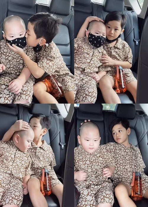 Trà My chia sẻ nhiều khoảnh khắc đáng yêu của bé Hayden bên anh trai của cậu nhóc.