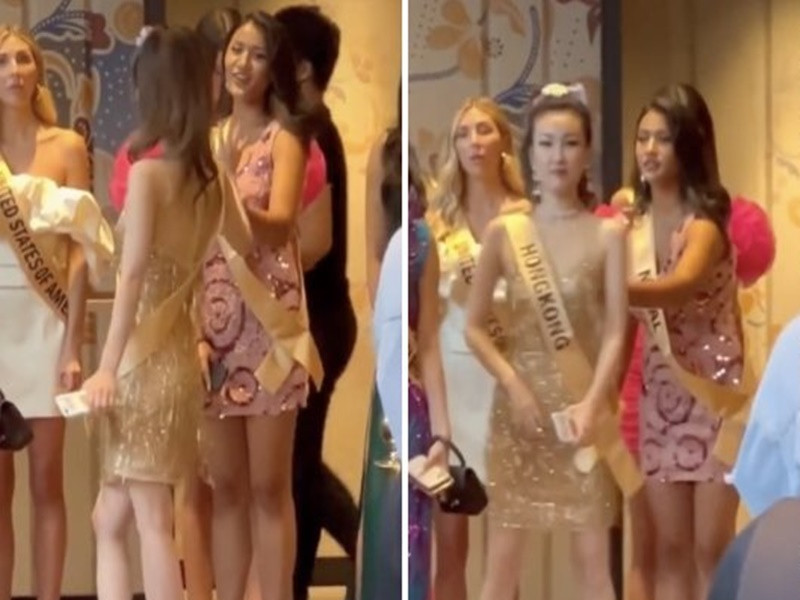 Sen Yang đang là thí sinh được yêu thích nhất cuộc thi Miss Grand International 2021 - Hoa hậu Hòa bình Quốc tế 2021 bởi có nhiều khoảnh khắc hài hước. Ở buổi nhận sash, cô mải nói chuyện đến mức không nghe thấy được gọi tên. Ảnh: Yan