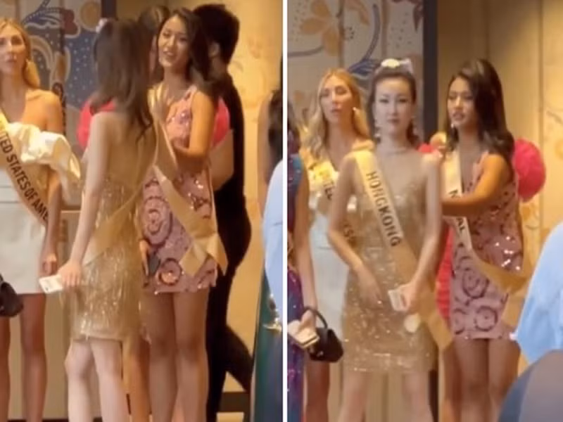Sen Yang đang là thí sinh được yêu thích nhất cuộc thi Miss Grand International 2021 - Hoa hậu Hòa bình Quốc tế 2021 bởi có nhiều khoảnh khắc hài hước. Ở buổi nhận sash, cô mải nói chuyện đến mức không nghe thấy được gọi tên. Ảnh: Yan