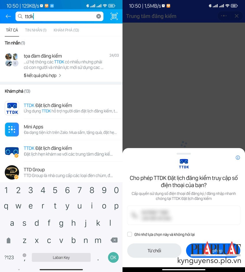 Lam the nao gia han va dat lich dang kiem tren Zalo?
